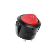 Выключатель клавишный без подсветки (круглый красный d22 мм.)