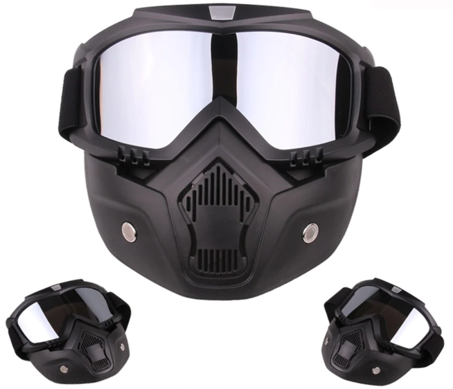 Очки защитные с маской Moto (зеркальное стекло, фильтр снимается)