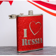 Фляжка I LOVE RUSSIA (210 мл., нержавеющая сталь)
