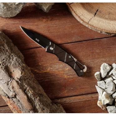 Нож складной Мастер W30 тип4 (черная сталь, с карабином, ПД 160 мм.)
