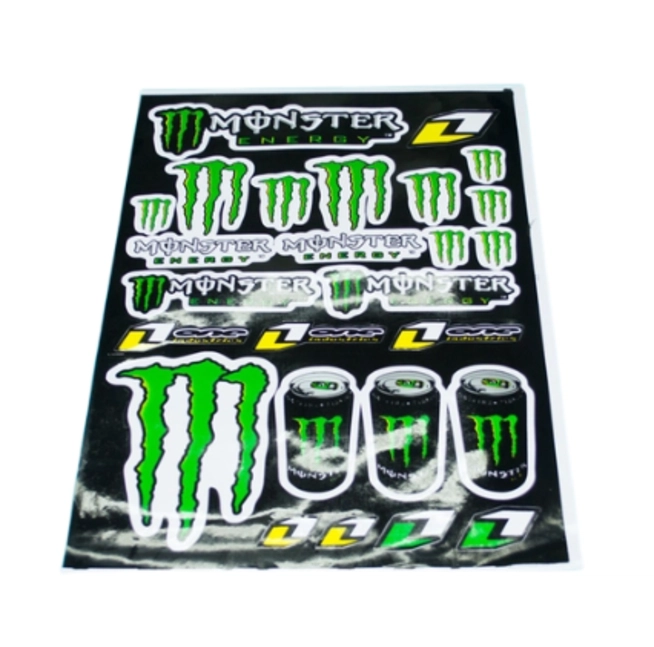Наклейки Monster Energy ONE 5989A (винил, зеленые, 300 х 450 мм., 24 наклейки)