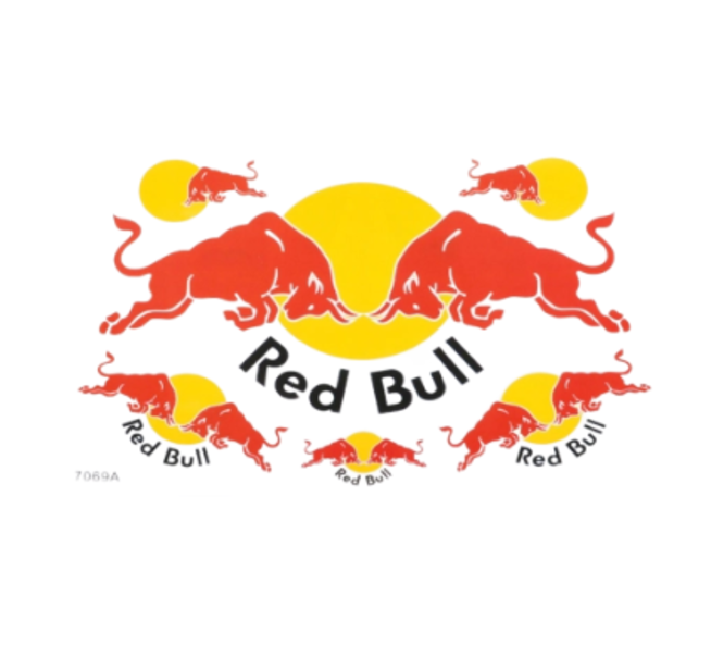 Наклейки Red Bull 7069A (винил, 180 х 290 мм, 6 наклеек)