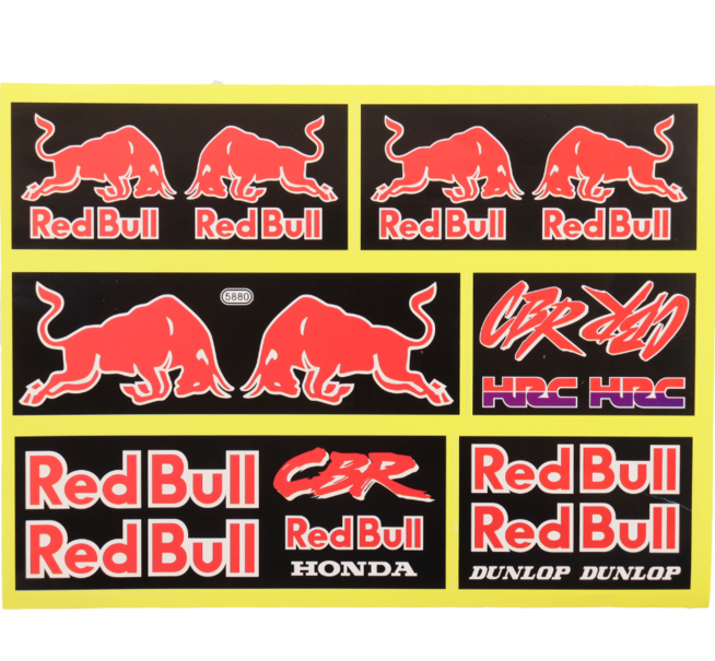 Наклейки Red Bull CBR 5880 (винил, красные, 230 х 165 мм., 6 шт.)