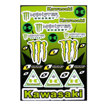 Наклейки КАВАСАКИ Monster (винил, зеленые, 300 х 450 мм., 25 шт.)