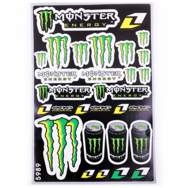 Наклейки Monster Energy 5989 (винил, зеленые, 300 х 450 мм, 24 наклейки)