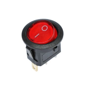 Выключатель клавишный с подсветкой (круглый красный d22 мм.) ТИП1