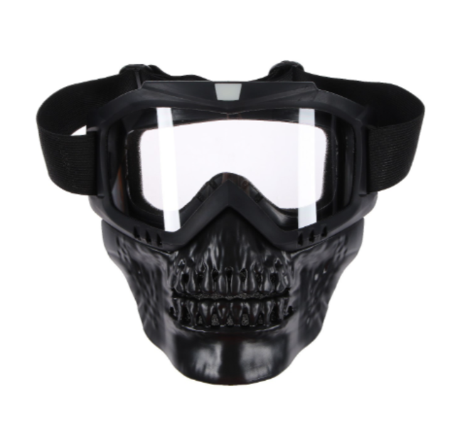 Очки защитные с маской SKULL (прозрачное стекло, маска-фильтр снимается)