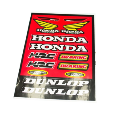 Наклейки Хонда DUNLOP (винил, 220 х 330 мм., 14 наклеек, красные)
