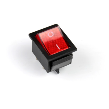 Выключатель клавишный с подсветкой (квадратный красный 30 х 25 х 25 мм.)