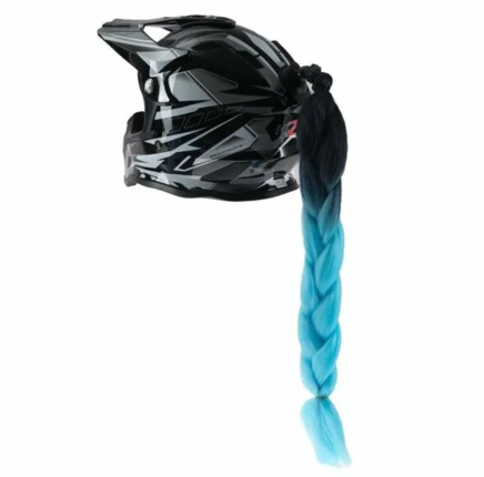 Коса на шлем (крепление присоской, 600 мм., черно-голубая)