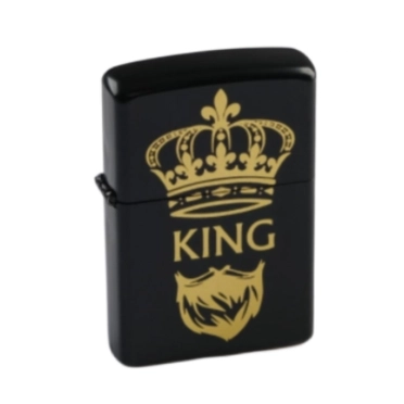 Зажигалка бензиновая KING (кремний, черный металл, не заправлена)