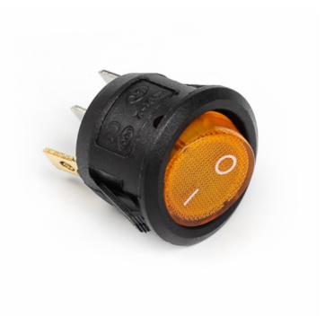 Выключатель клавишный с подсветкой (круглый оранжевый d22 мм.) ТИП2