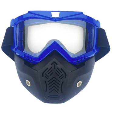 Очки защитные с маской Moto (черно-синяя, прозрачное стекло, маска-фильтр снимается)