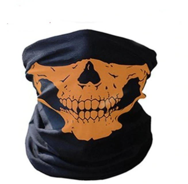 Бафф Череп тип536 (оранжевый на чёрном, шарф-маска отлично тянется)