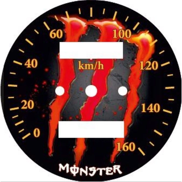 Наклейка спидометра СП-158 производства Россия (Monster красно-оранжевая, тип 7) Иж Урал Днепр