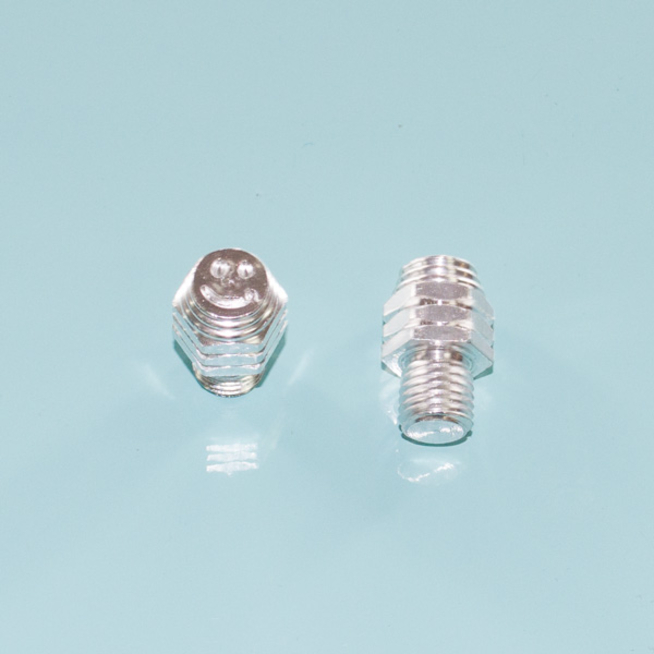 Заглушка в резьбу (2 шт., смайлики серебро, М10 x 9 x шаг 1.25 мм.)