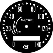 Наклейка спидометра СП-102 Урал (черная, 3 полосы, под 8 зуб.)